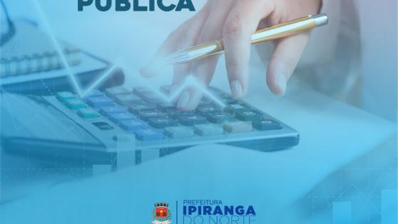 Prefeitura convida para audiência pública com o objetivo de avaliar as metas fiscais relativas ao 1° Quadrimestre de 2022.